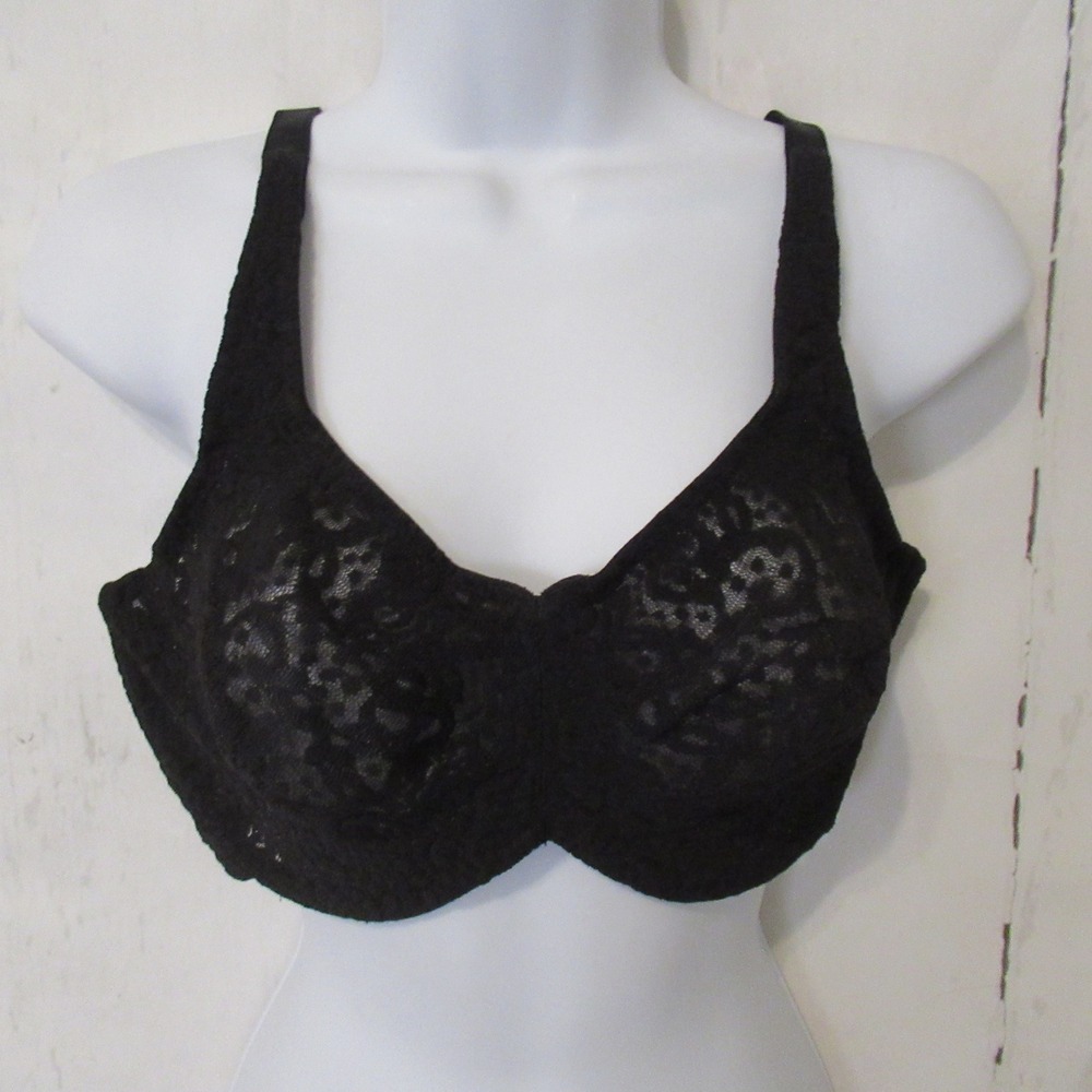 Wacoal Bra 36DD Black Halo Lace Molded Underwire Back Closure 65547